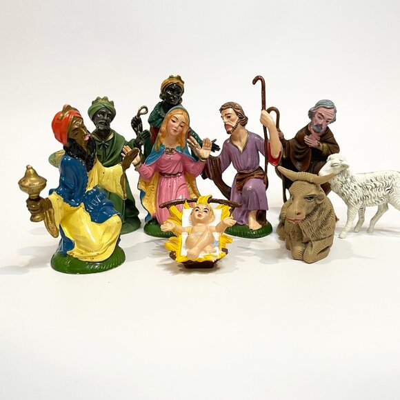 Vintage Fontanini Depose Italy Nativity Scene 9 Hand Painted Figures 3"-4" tall - Picture 1 of 10